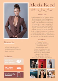 alexis reel's resume with an image of a woman in a suit