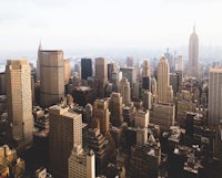 a view of the new york city skyline